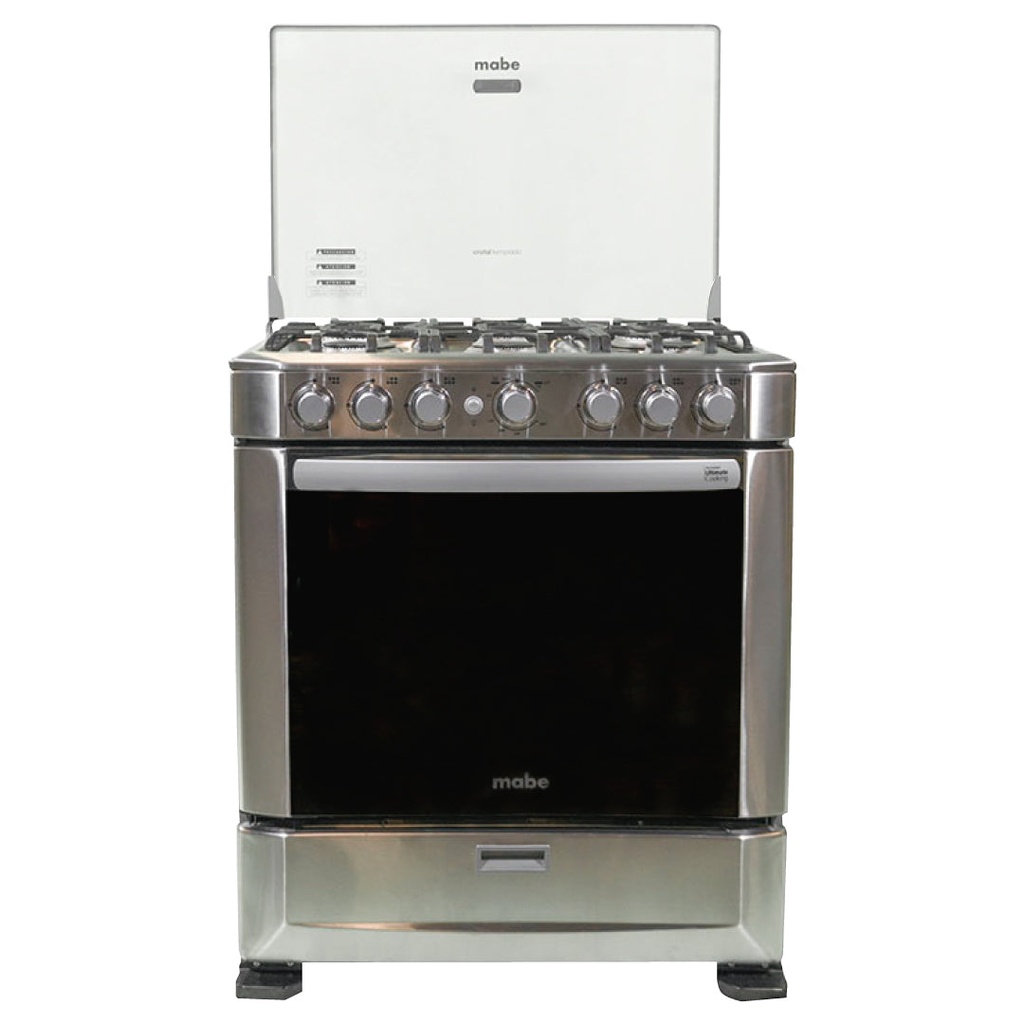 COCINA MABE 6H. INOX HIERRO FUNDIDO GRILL P-EMI7635FXO