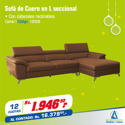 [I-12028] TPH 2100L (SOFA EN L - COLOR CAPUCHINO CUERO ENTERO) P-TPH 2100L PL